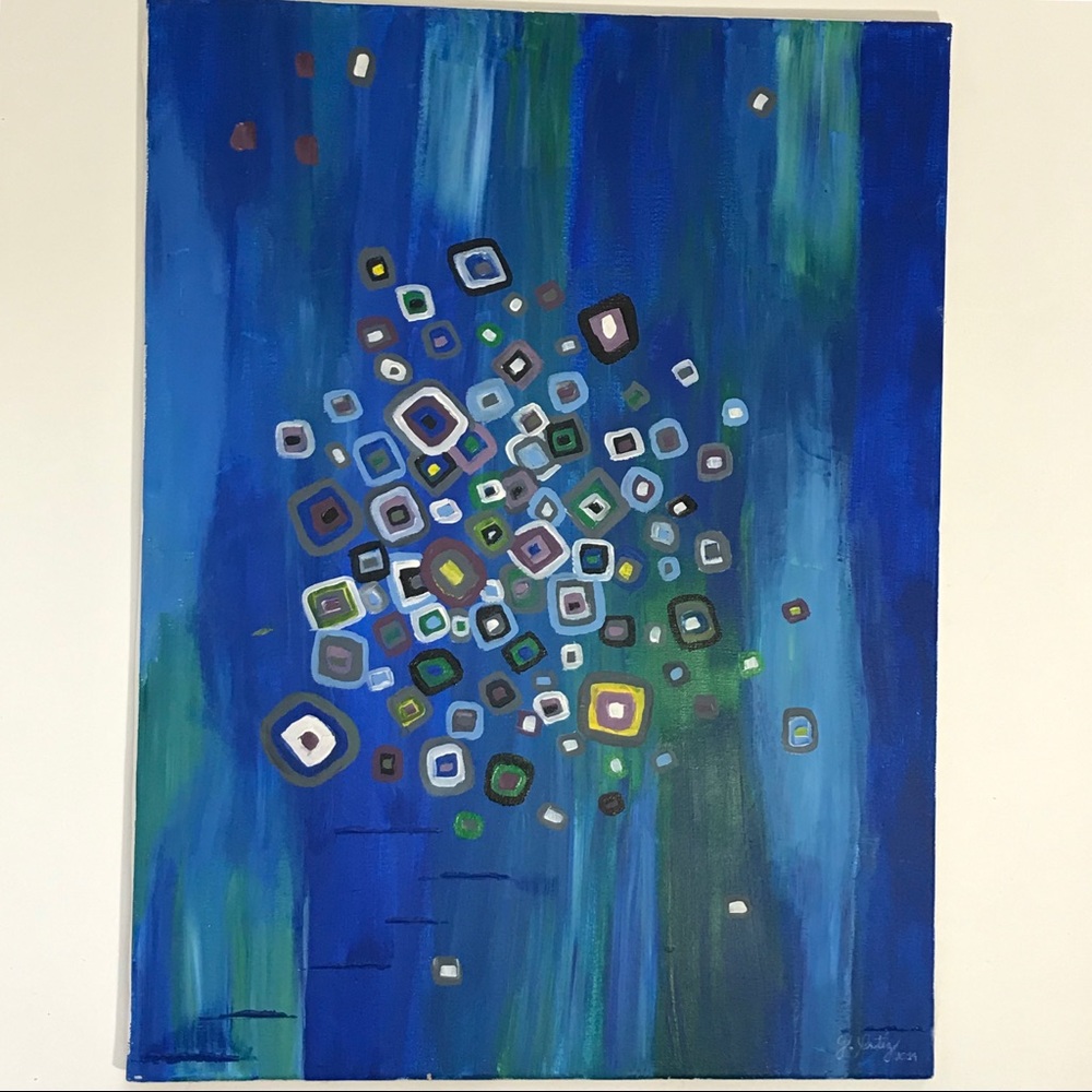 Abstract Painting Blue “Universe” 24″ x 18"